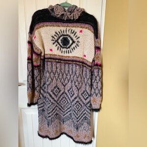 Anthropologie Pilcro Evil Eye Fringed Duster Cardigan